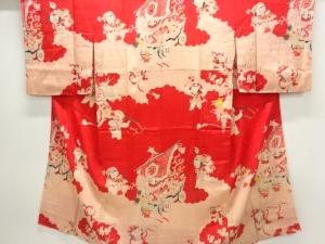 アンティーク　錦紗御所人形模様長襦袢